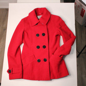 by Louie Louie Red Wool Satin Lined Peacoat